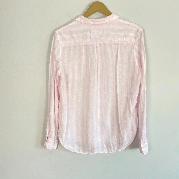 Rails Pink and White Striped Charli Linen Button Up Top - Picture 6 of 11